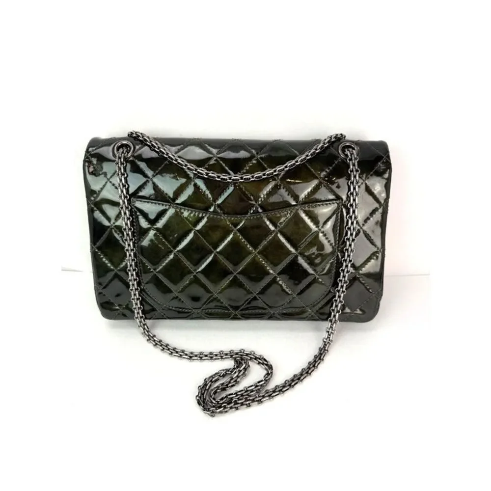 Chanel 2.55 Reissue Double Flap  Iridescent Dark Green Patent Leather Shoulder